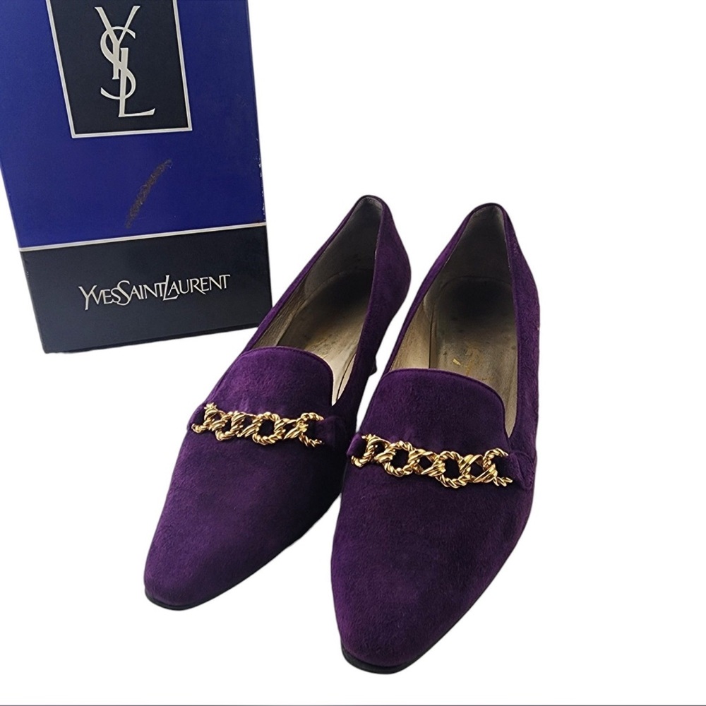 Yves Saint Laurent Purple Suede Loafers